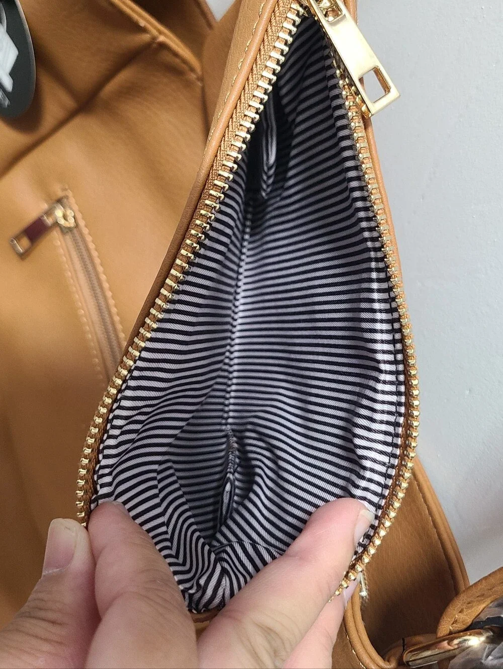 Tan Shoulder Bag with Matching Pouch - Casual Everyday